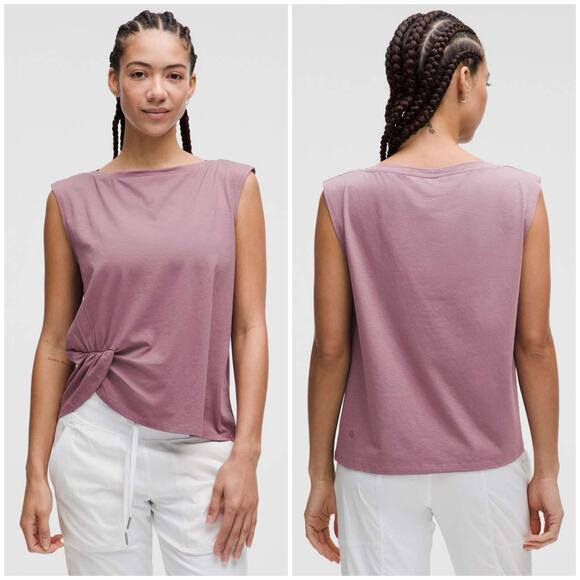 Lululemon Cotton-Blend Twist-Front Tank Top Cyber Violet Size 14 Muscle Tank - Picture 1 of 5